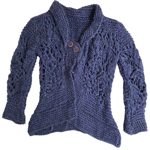 Sweaters - Hand knit Chunky Split Sweater Sz M Purple Asymmetric Whimsigoth‎ Cottage Fairy